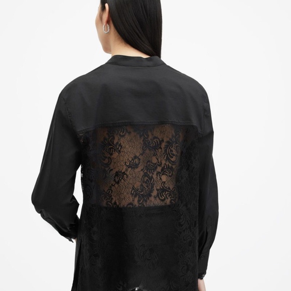 ALLSAINTS Ethel Cotton Blouse in Black Size 6 - Picture 11 of 11